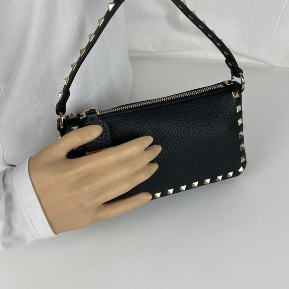 New Valentino Small Rockstud Grainy Calfskin Shoulder Bag - Picture 4 of 11